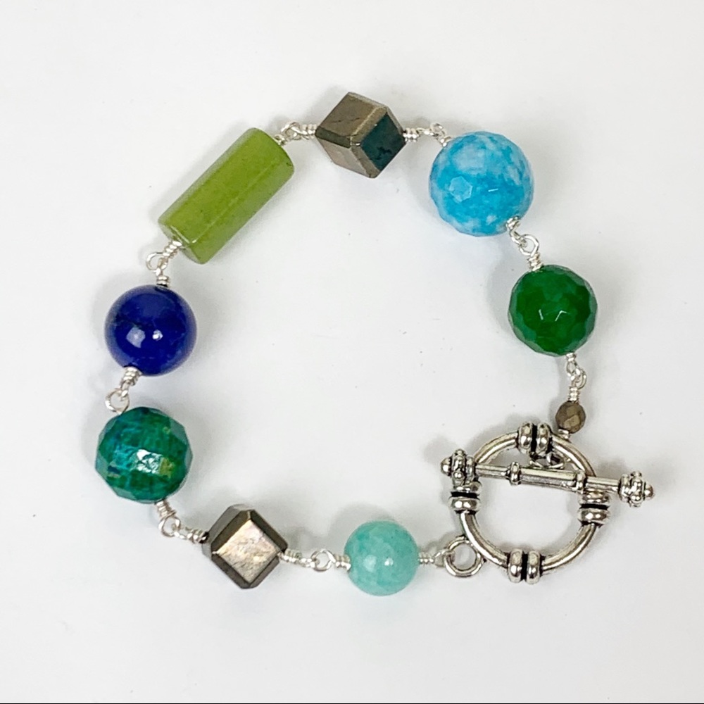 Wire Wrapped Gemstone Bead Bracelet
